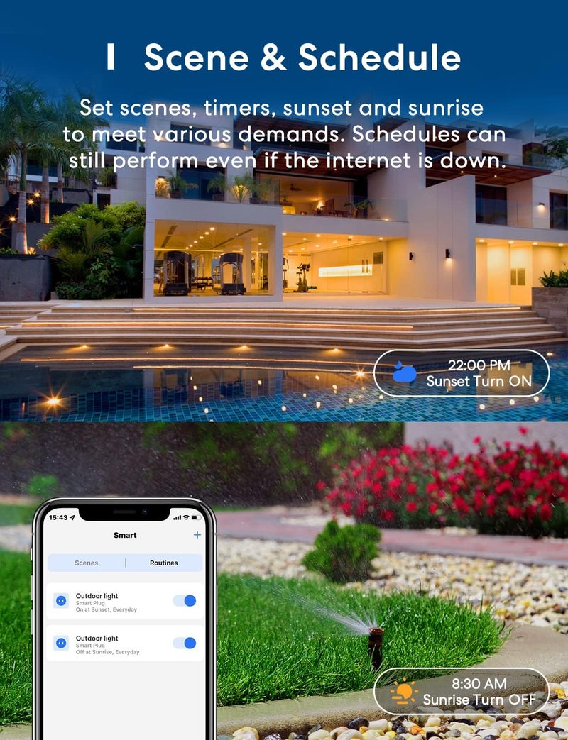 meross قابس ذكي خارجي متوافق مع Apple HomeKit و Siri و Alexa و Google Assistant و SmartThings، مخرج خارجي مقاوم للماء، تحكم عن بُعد وصوتي، مؤقت، معتمد من FCC و ETL - Image 4